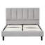 Lit plateforme moderne avec tête de lit capitonnée, lattes de bois durables et assemblage facile, revêtement en tissu gris