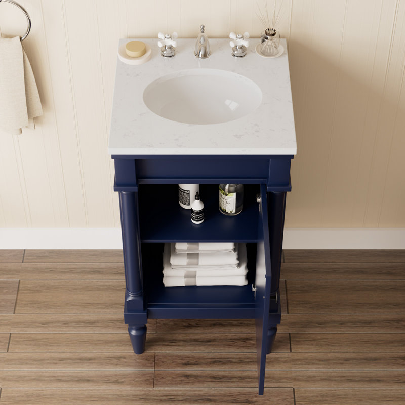 19'' Single Bathroom Vanity with Engineered Stone Top, Blue