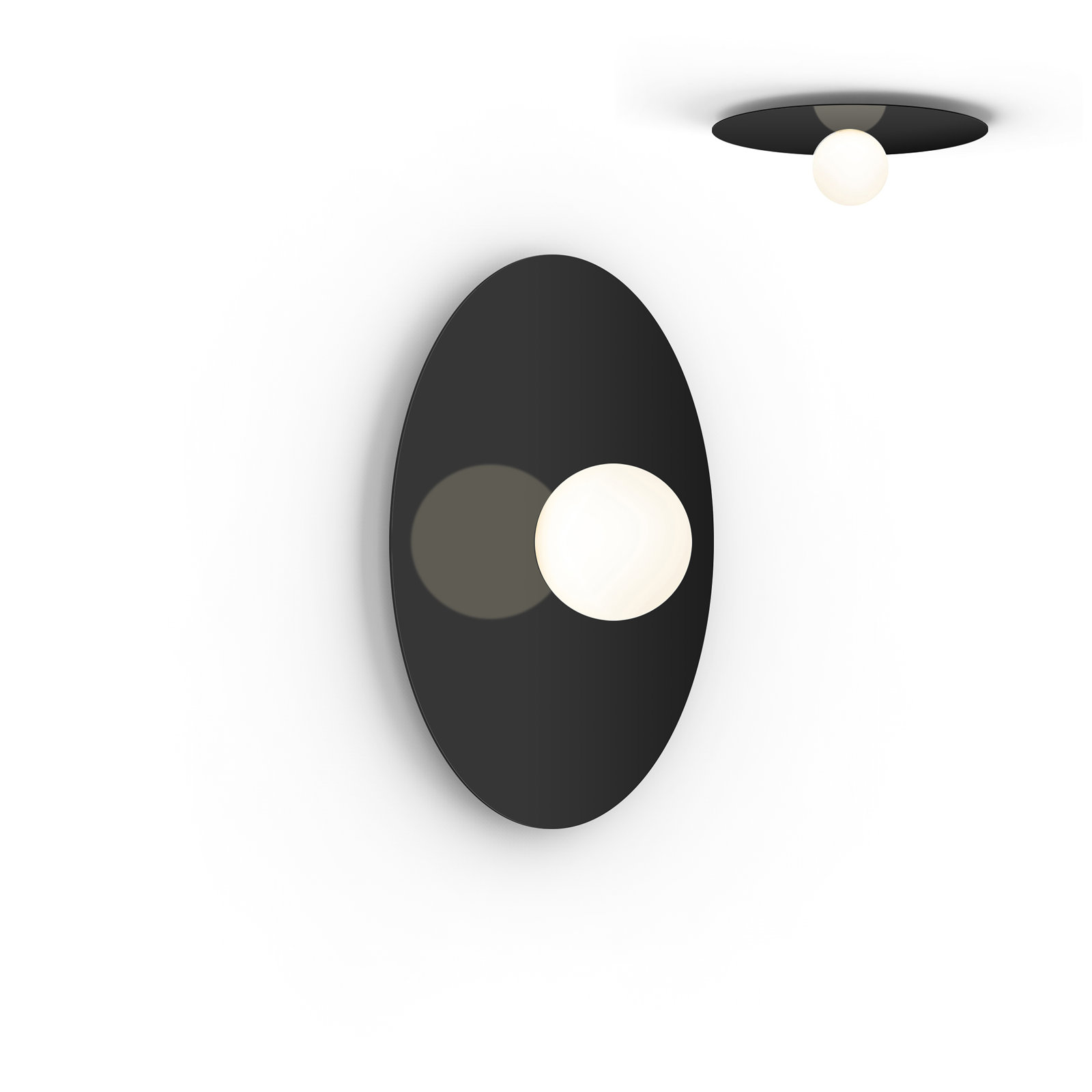 Bola Disc Single Light Flush Mount, Black, 7.2" H x 22" W x 22" D