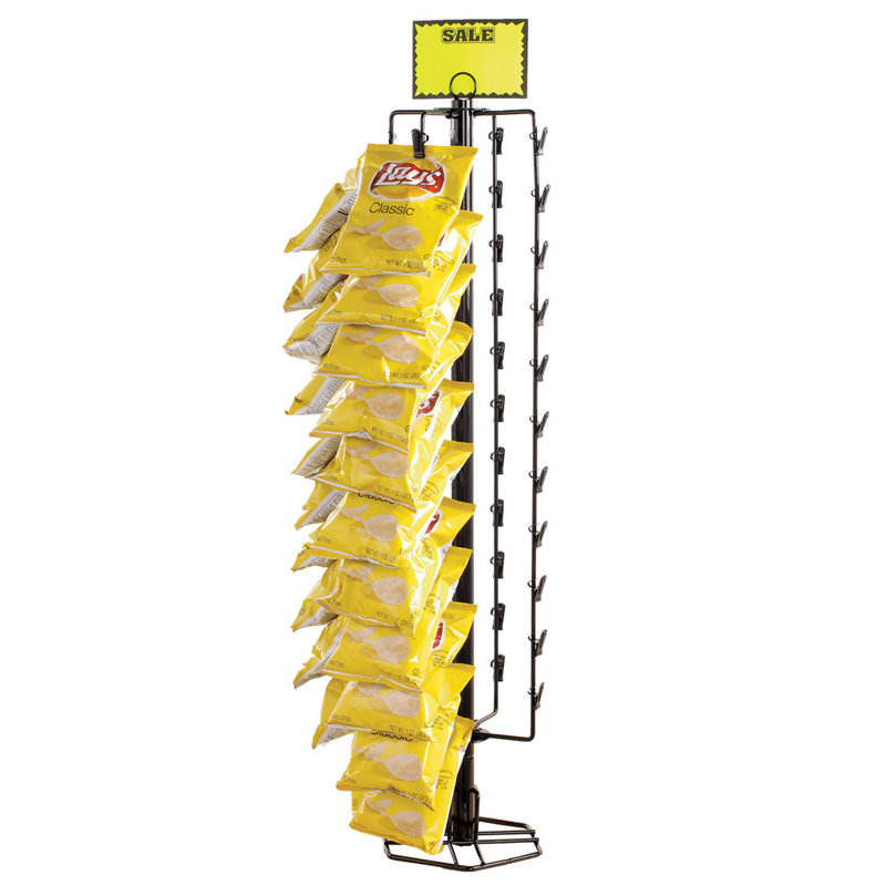 34.5" H X 7" D - Black Countertop Spinner Rack With 44 Clips