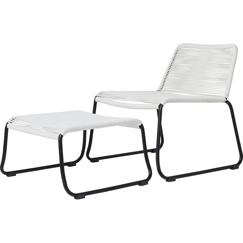 Barclay Patio Chair and Ottoman, White Cord
