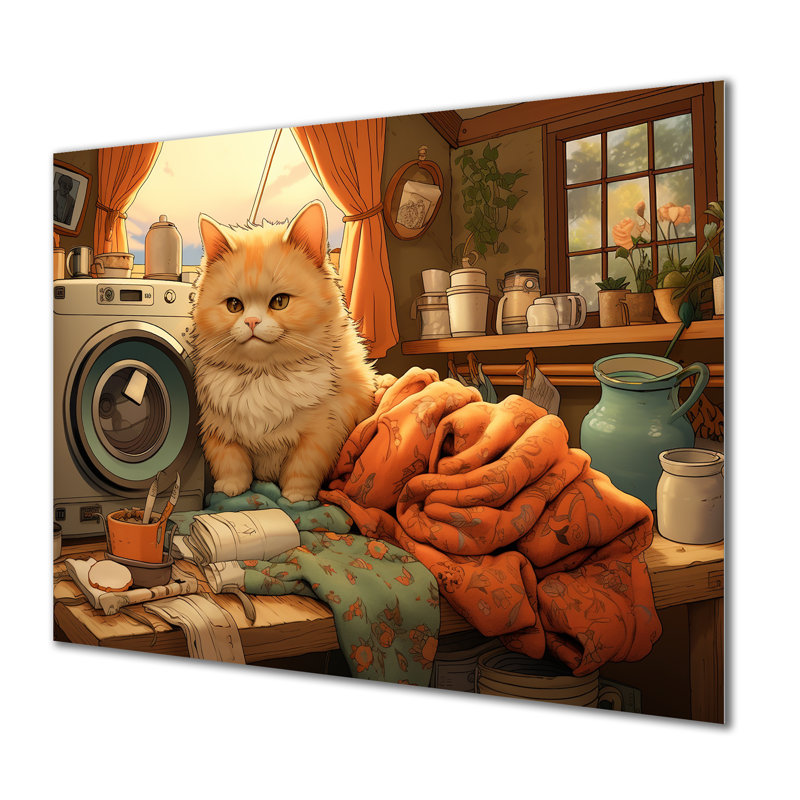 Chat en peluche Fold Laundry 2 - Art mural en métal blanchisserie MT135112, H 12 po x l 20 po x P 1 po