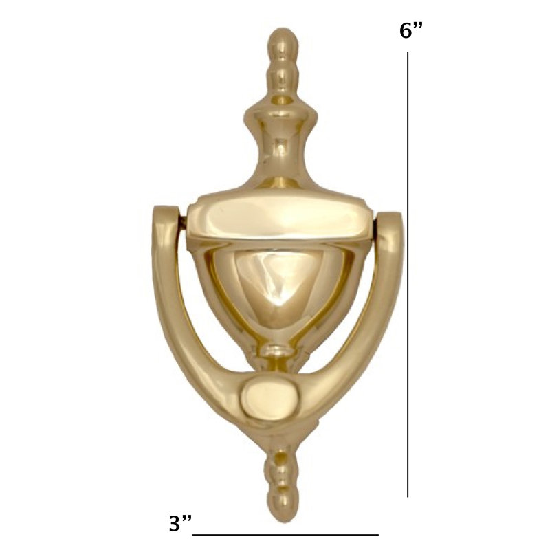 Traditional Brass Door Knocker, Lifetime Polished Brass