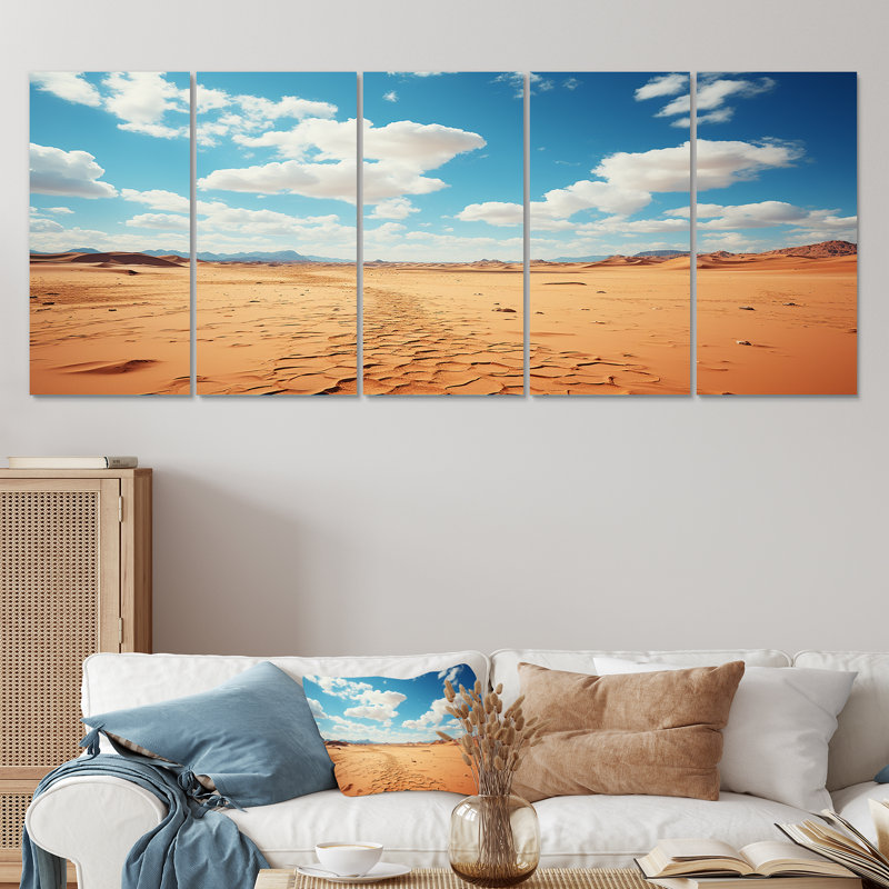 «Arid Horizon On Sahara Desert - Desert», art mural 5 pièces, H 28 po x l 60 po