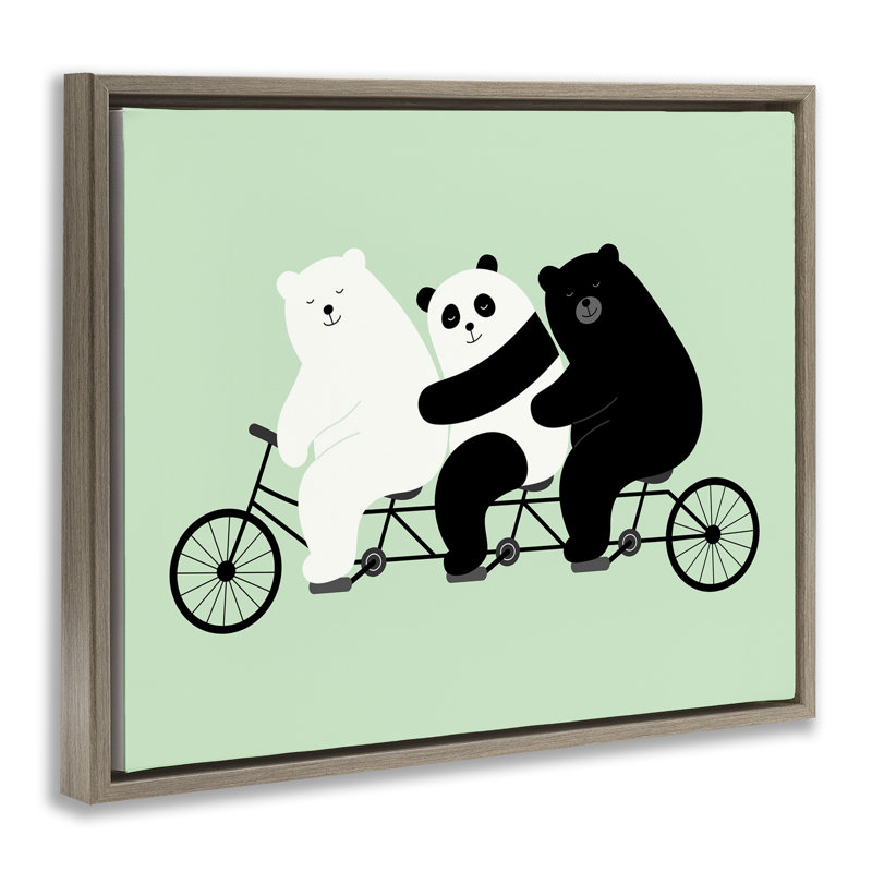 «Bear Bear Trio on Bicycle», art mural sur toile flottante, design par Andy Westface, H 17 po x l 21 po