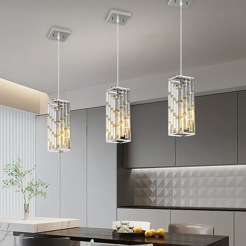 Catine - Pendant Lights Kitchen Island, Adjustable Pendant Light Fixture for Kitchen Island Dinning Room Bedroom, Chrome, 3