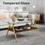 Modern Tempered Glass Coffee Table for Living Room, Sturdy Metal Legs & Easy to Clean