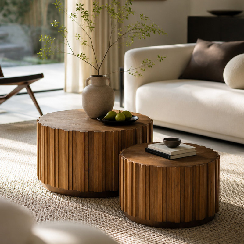 Round Nesting Coffee Table, Walnut