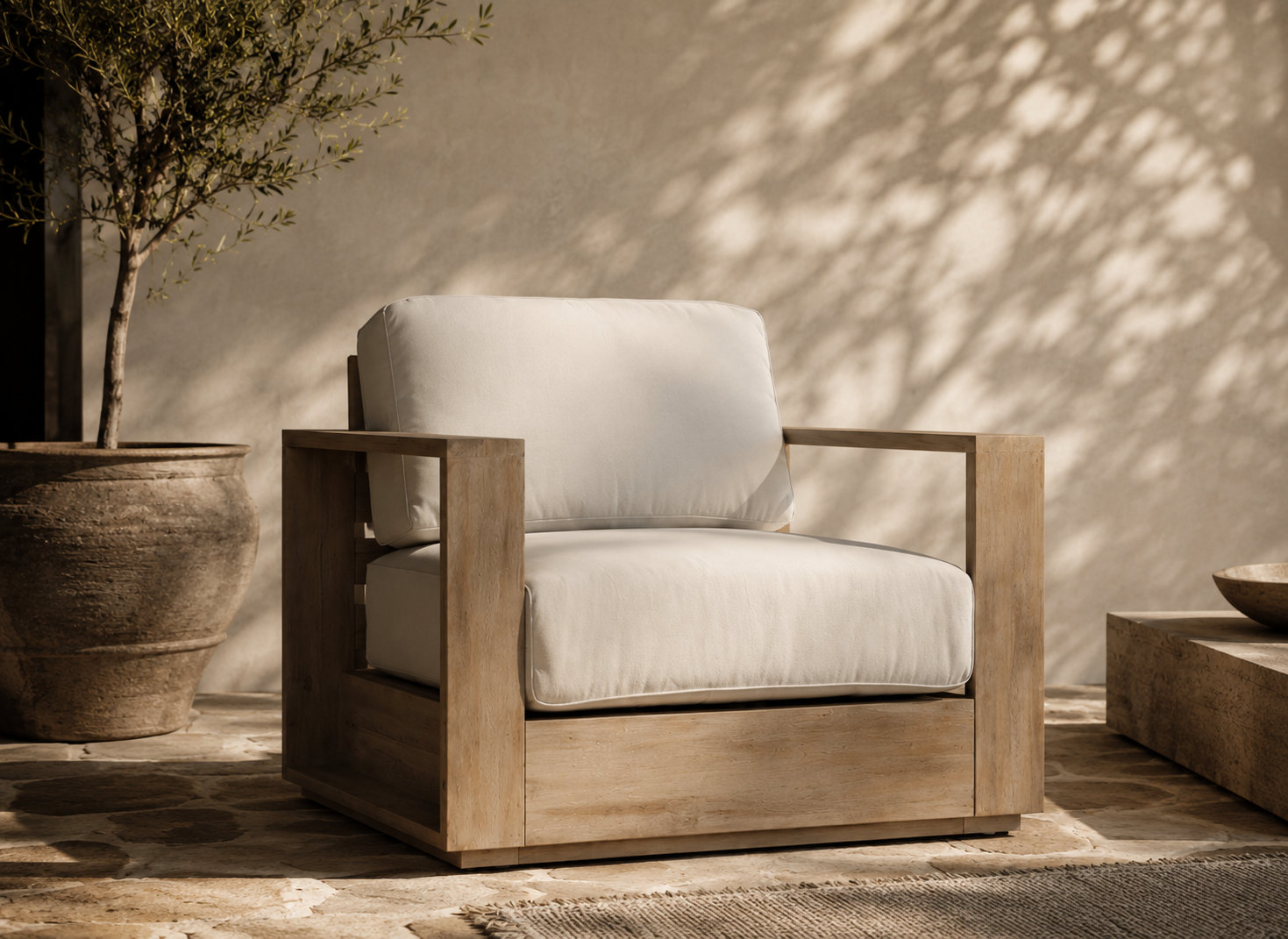 Harbor Acacia Patio Lounge Chair, Natural Wood