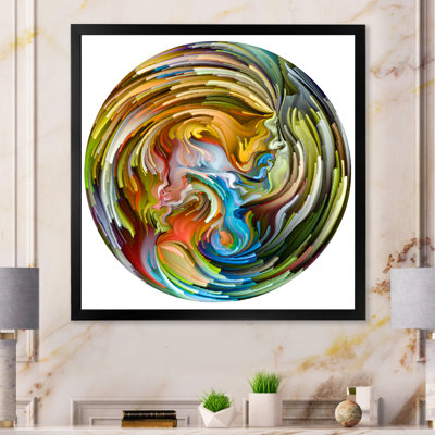 Cercle coloré liquide de couleur 8 - impression moderne multicolore sur bois