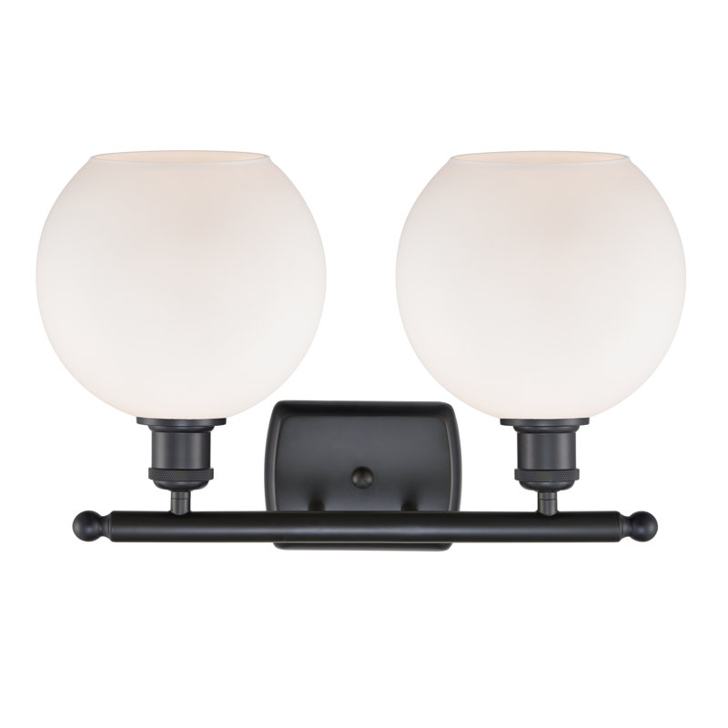 Éclairage pour meuble-lavabo en laiton antique à 2 lumières Almatine, Blanc mat, Noir mat, DEL