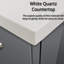Meuble-lavabo gris foncé avec comptoir en quartz Miroir à DEL - Compartiment de rangement spacieux-378030003