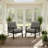 Set Of 2  All-Weather Metal Armchairs, Black Frame With Gray Cushions-98676419-98676418