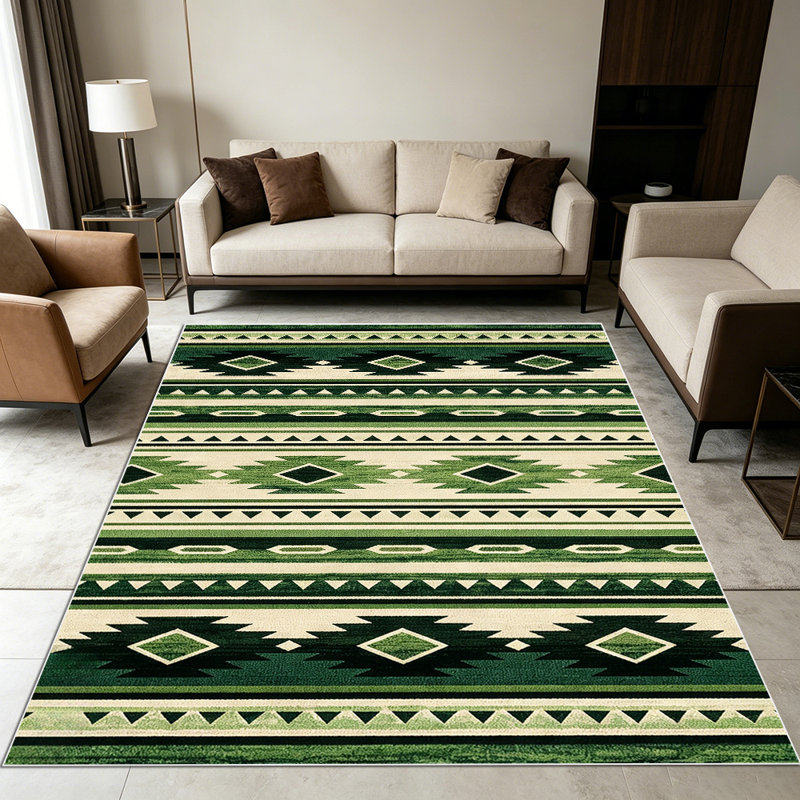 1PC Southwestern Aztec Geometric Striped area rugs for Living Room, Soft and Comfortable, Suitable for all seasons, easy-to-maintain, machine washable Indoor floor mat