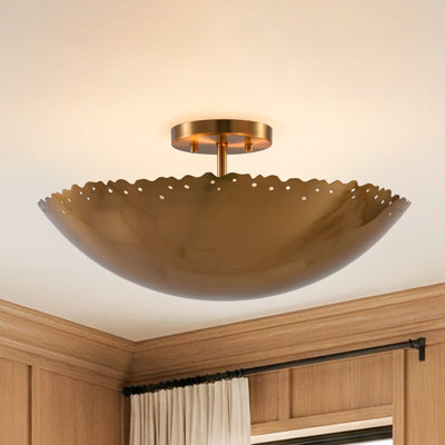 3 - Light 16.8" Dimmable Gold Semi Flush Mount