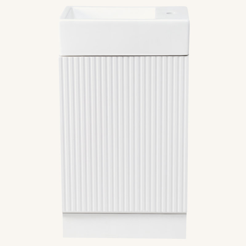 Meuble-lavabo 18,6 po avec lavabo, meuble-lavabo avec tablette à deux niveaux, orientation gauche ou droite, blanc