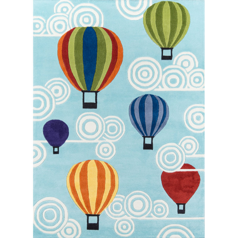 Tapis bleu touffeté à la main Aayush, Rectangle 3 pi x 5 pi