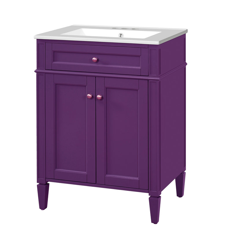 Meuble-lavabo 24 po avec lavabo en céramique, Mauve