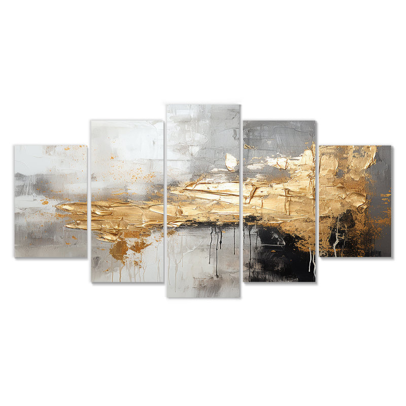 Avianna - Art mural abstrait, 5 pièces, H 32 po x l 60 po