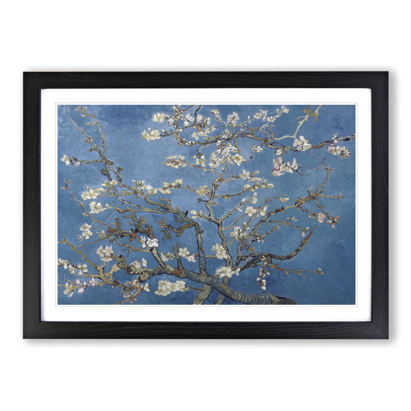 Almond Blossom Branches Vol.2 by Vincent Van Gogh - Picture Frame Graphic Art, 27cm H x 36cm W x 2cm D, Black Framed