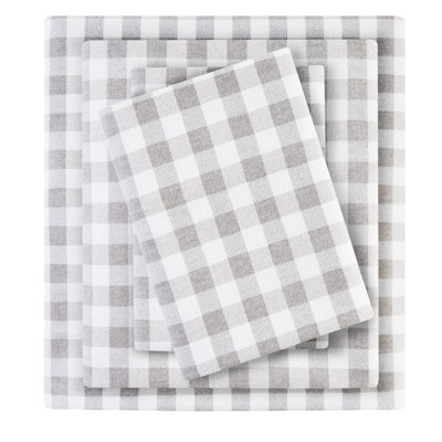 Ensemble de draps en flanelle à motif de chevrons gris TG 100% coton 3 pièces TG