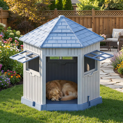 Niche pour chien 36,91 "toutes saisons imperméable (bleu)