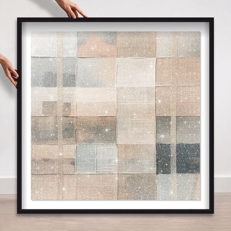Minimalist Mesh Shadowbox Abstract Print by Oliver Gal, Black Frame, 12 x 12, 41.5"H x 41.5"W, Black Frame