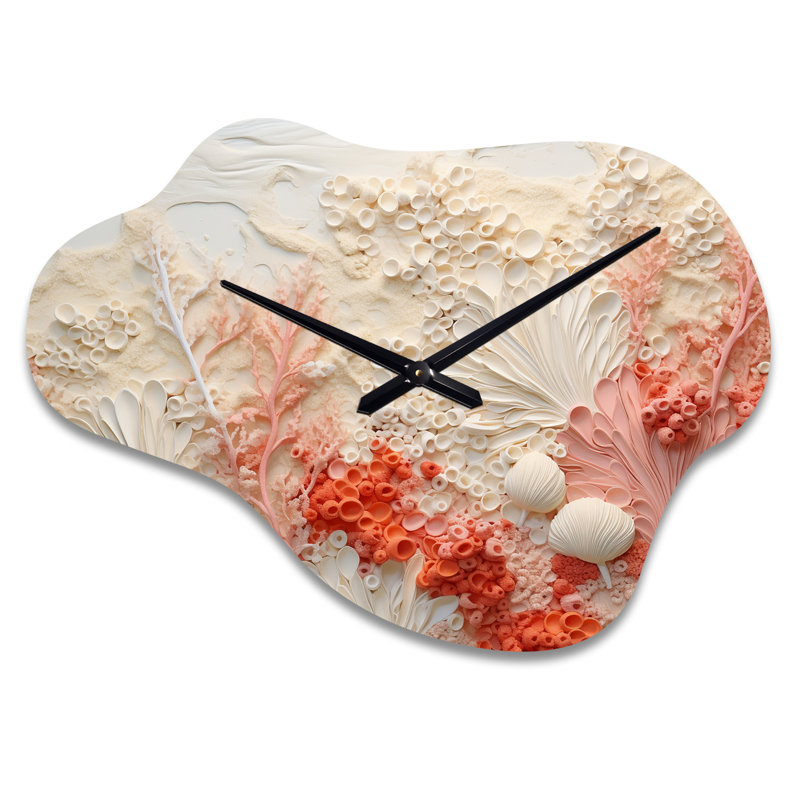 Eitel - Cloud Shape Decorative Cream Coastal Coral Wall Clock, Petit