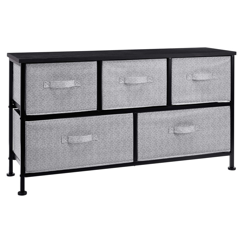 Commode 5 tiroirs l 40,2 po, Gris / noir