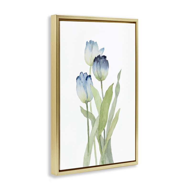 «Blue Garden Tulips» par Lanie Loreth, H 25 po x l 17 po, Cadre flottant métallique doré