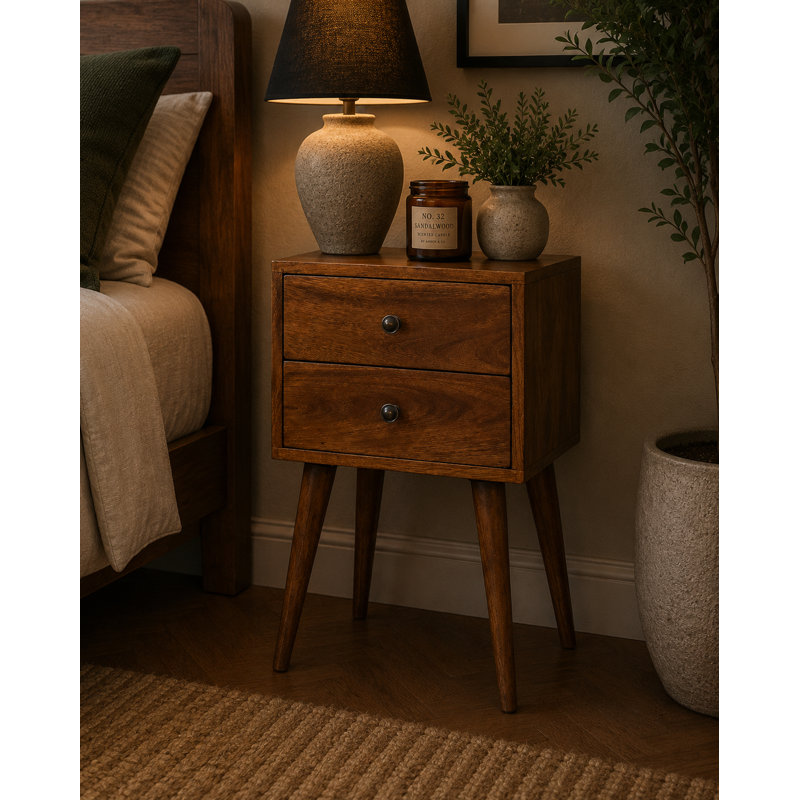 11.81'' W Solid Wood Nightstand, Brown