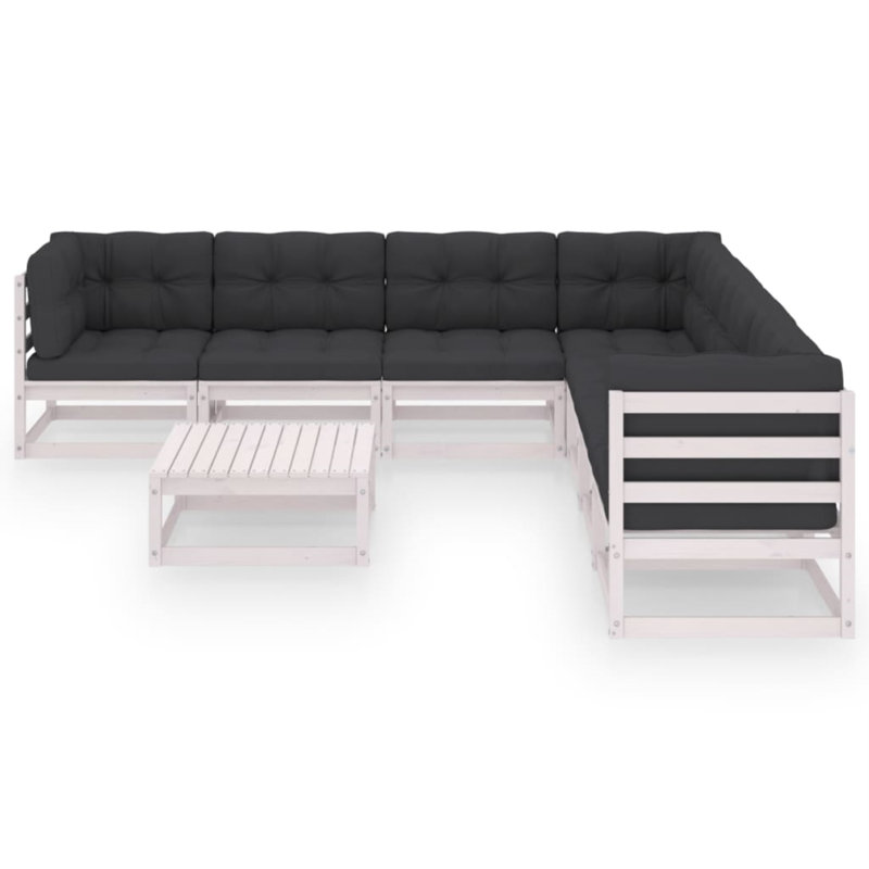 Ensemble de patio 8 pièces avec coussins 8 pièces, Gris, Brun