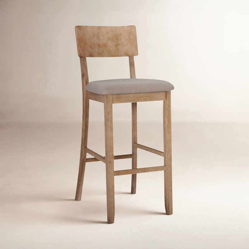 Tabouret de bar et de comptoir rembourré Andelo, Siège gris / cadre gris délavé, Tabouret de bar (assise de 30 po de hauteur)