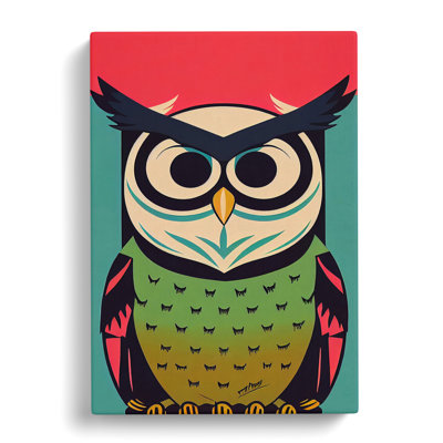 Owl In Technicolour No.4 Abstract - Wrapped Canvas Print