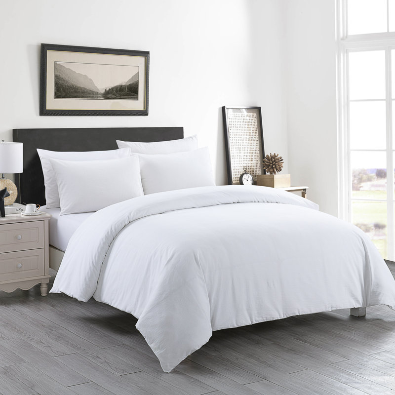 Ensemble de housse de couette en coton délavé Messy Bed, Blanc, Housse de couette très grand et 2 taies