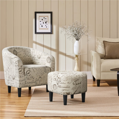 Fauteuil demi-tonneau et repose-pieds Riverside Drive