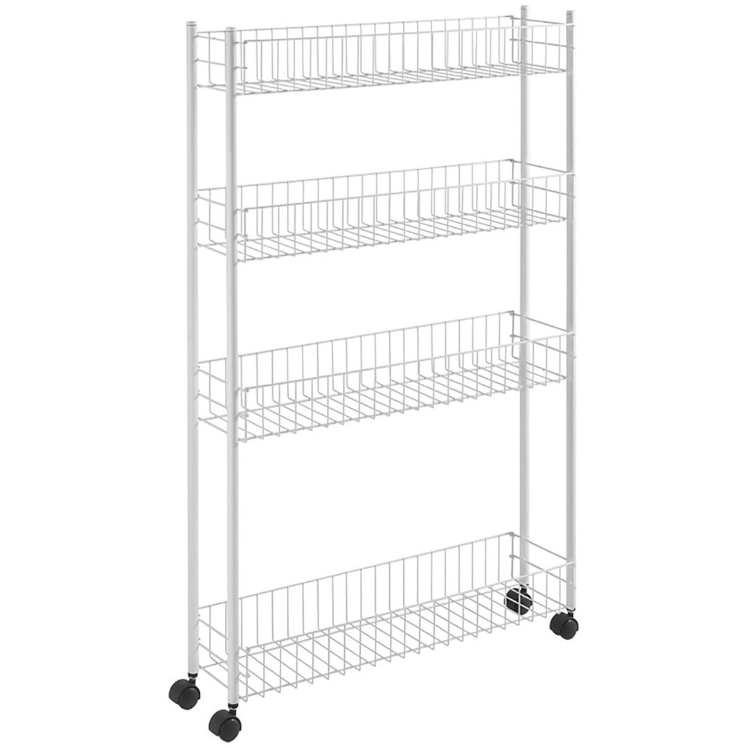 Metaltex Fino 4-Tier Extra-Slim Trolley with Wheels - White
