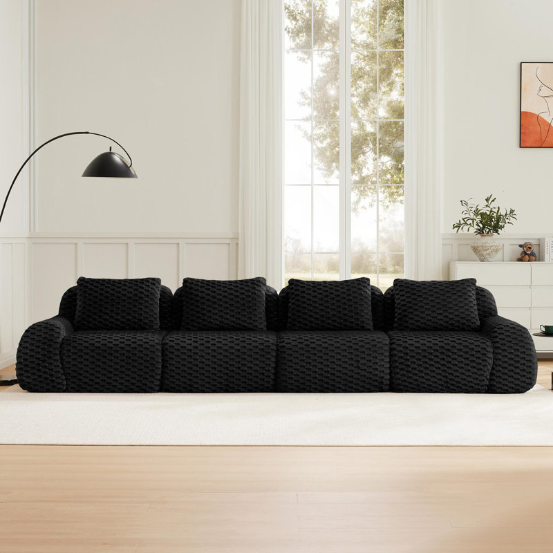 146" Modern Modular Sectional Sofa for Living Room, 33.1" H x 146.4" W x 41.3" D, 4, Black