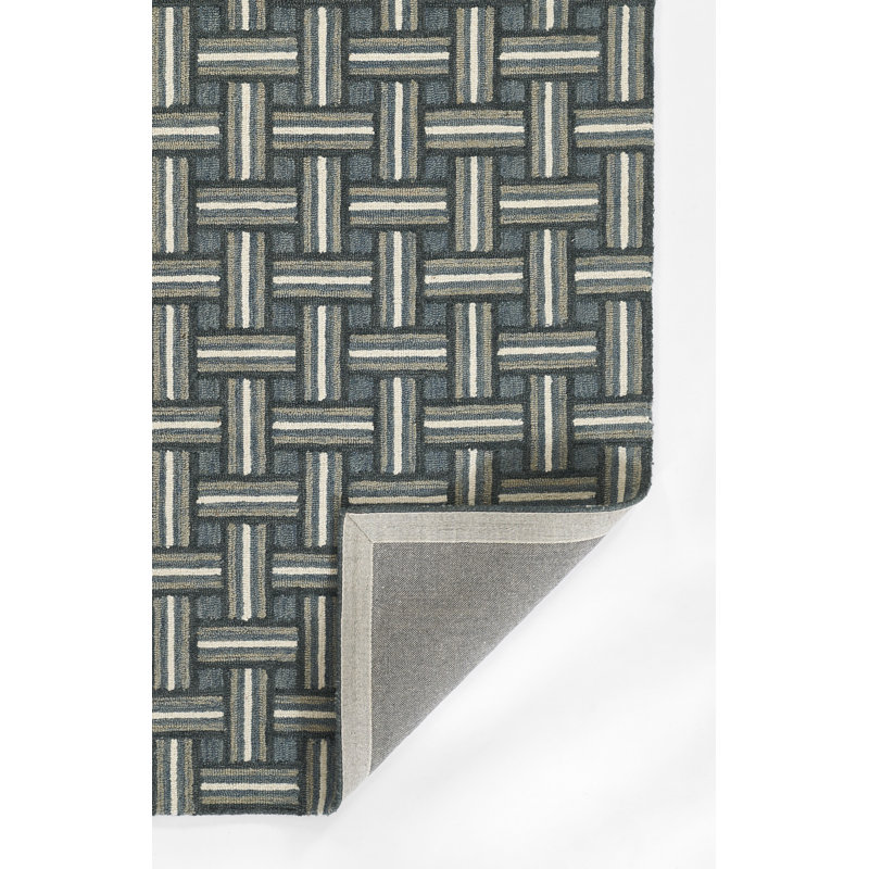 Abbott Hand Tufted Wool Geometric Area Rug in Blue, Rectangle 2' x 3'
