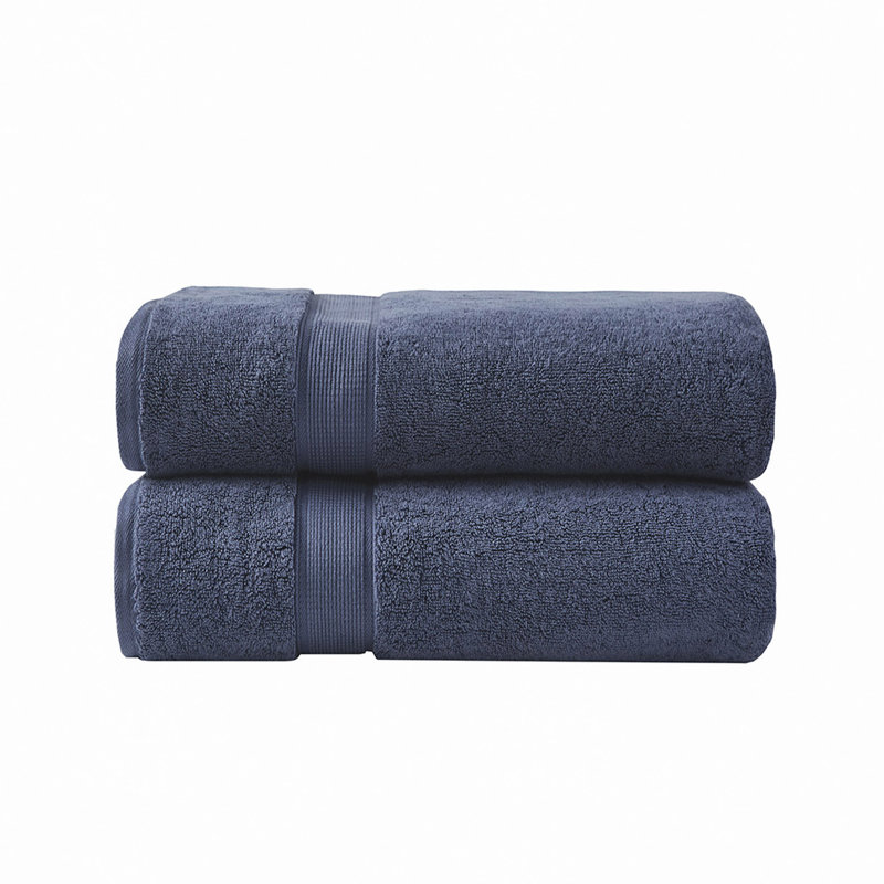 Ensemble de draps de bain 100% coton antimicrobien 2 pièces, Bleu très foncé