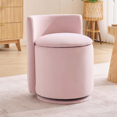 Fauteuil d'appoint ergonomique pivotant en velours avec rangement dissimulé
