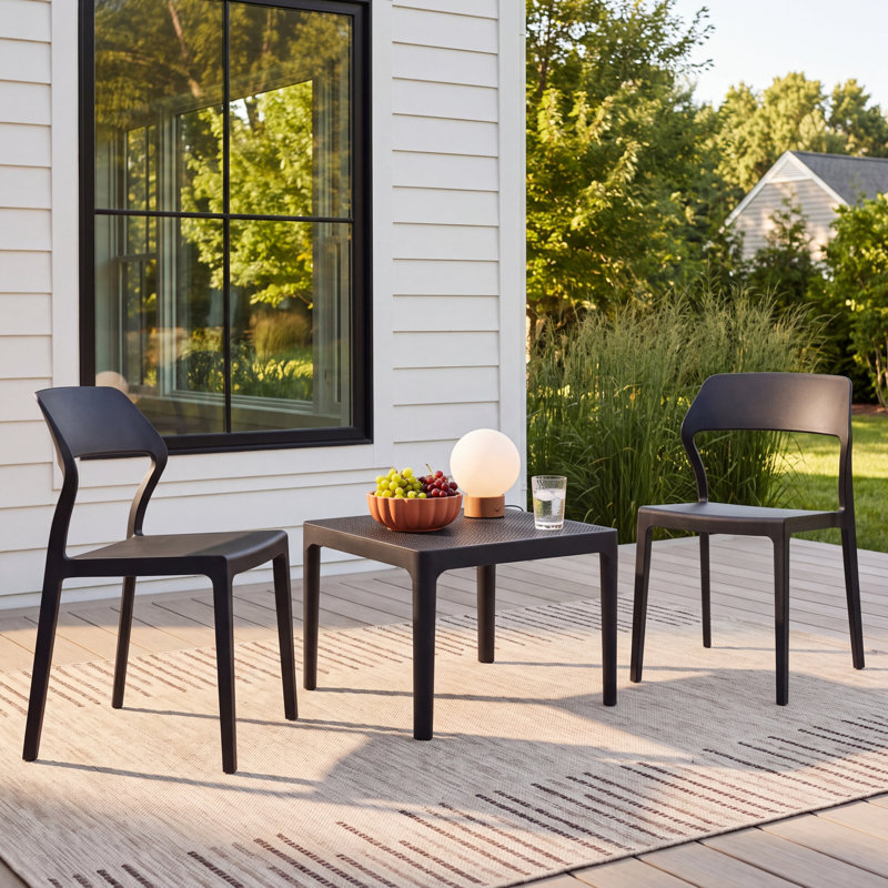 Farrah 2-Person Plastic Patio Seating Set, Black