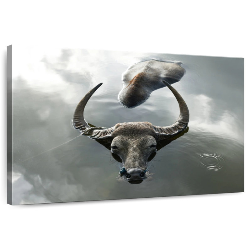 Bathing Buffalo, 8" H x 12" W