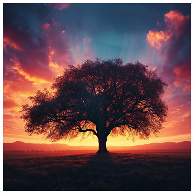 Couvre-lit matelassé Lone Tree Sunset Landscape
