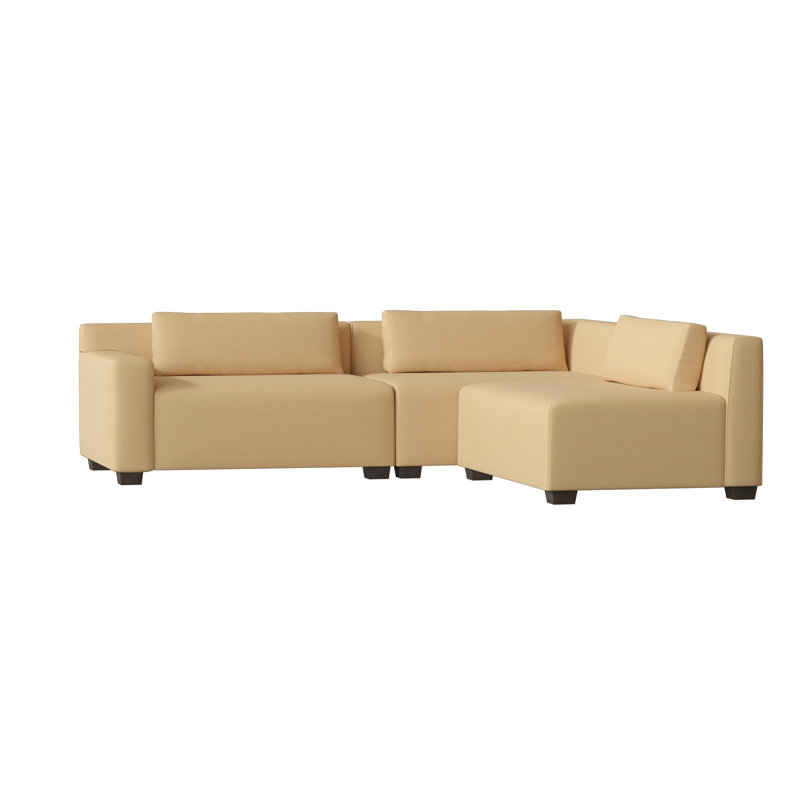 Alisa Upholstered L-Shaped Sectional Right Hand Facing, Sachi Ricepaper, Brown Mahogany