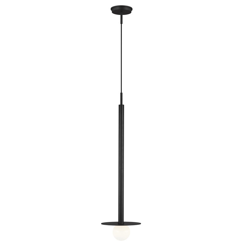 Luminaire suspendu en métal 1 lumière Allegra, Nuit noire, H 30 po x l 8 po x P 8 po