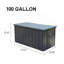 Boîte de rangement extérieure 100 gallons imperméable, grand bac de rangement pour patio pour coussins extérieurs, coussins décoratifs, outils de jardin, verrouillable