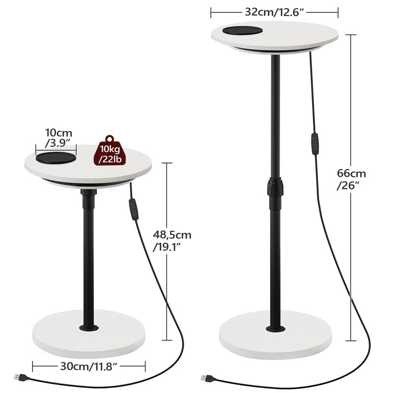 Petite table d'appoint ronde à hauteur réglable