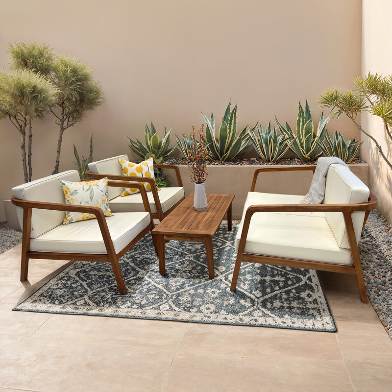 Sumatra Teak Deep Seating Set, 4-Person