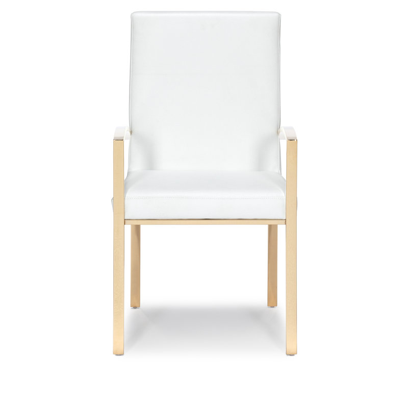 Amira-Jess 17.5'' H Faux Leather Upholstered Armchair, Gold
